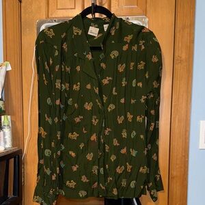 Vintage Green Patterned Blouse